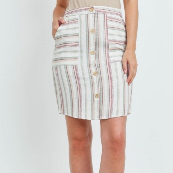 Trendy Striped Skirt with Pockets - Picture 4 of 4